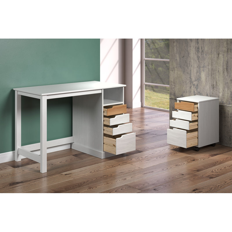 Brugos Solid Wood Writing Desk, White