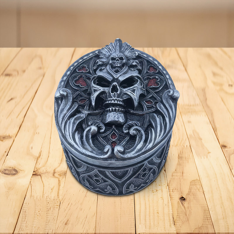 Boîte à bijoux crâne l 5,25 po, Gris anthracite 