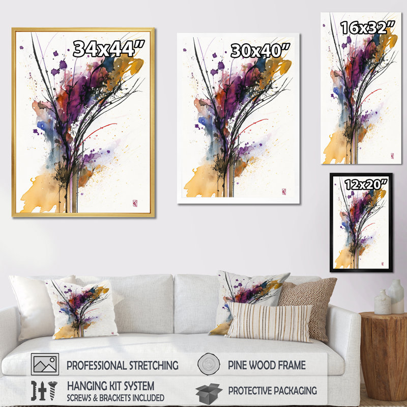 Abstrait abstrait expressif sur blanc - Reproduction d'art abstrait, Toile tendue, H 20 po x l 12 po x P 1 po