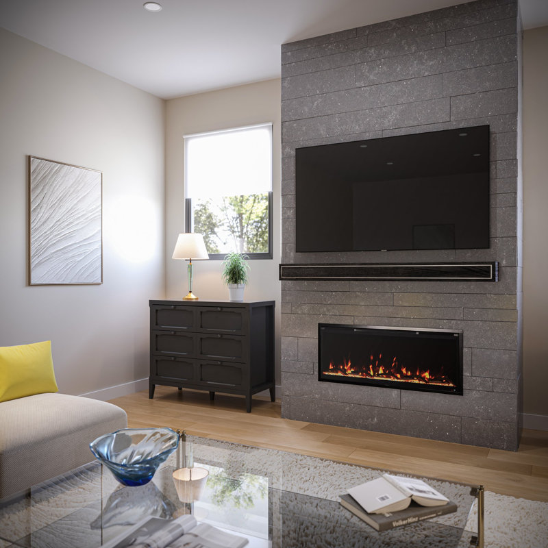 72 W Electric Smart Fireplace with Heat, 72" W