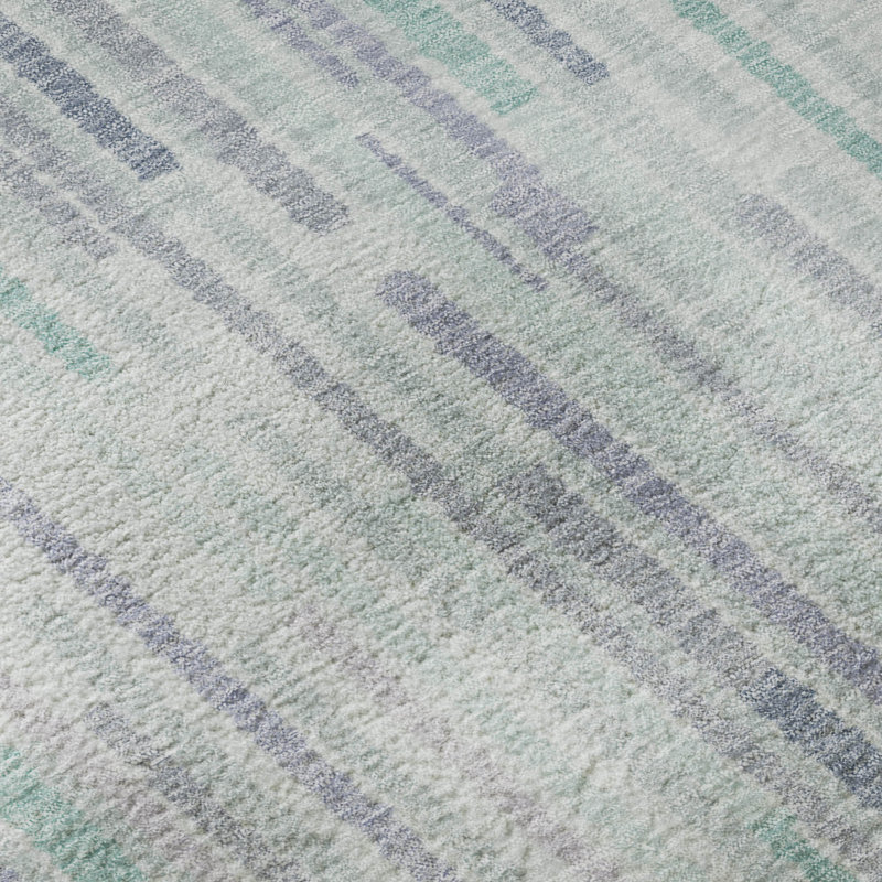 Premium Machine Washable Mayfield AMF2102 Striped Rug, Mint, 9' x 12'