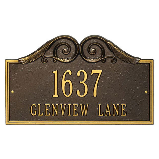 Versailles 2-Line Wall Address Plaque, Antique Copper, Yes
