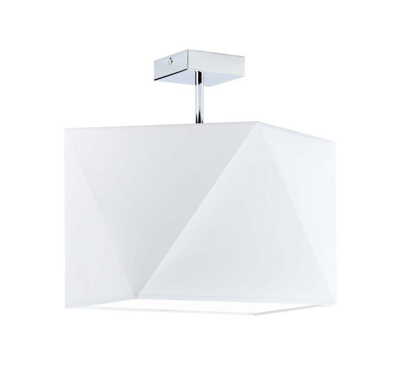 Demarian Fabric Semi Flush Mount, White, Silver