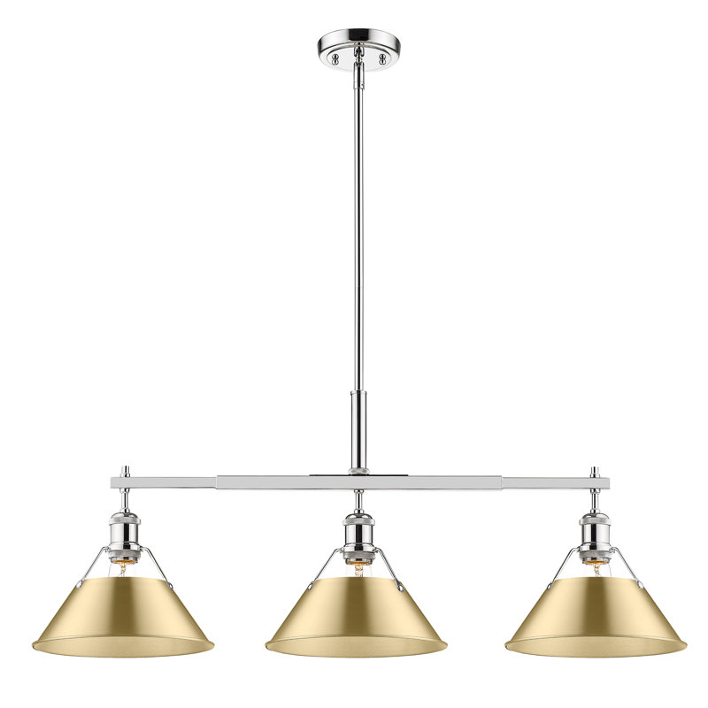 Weatherford 3 - Light Kitchen Island Pendant, Chrome, Brushed Champagne Bronze
