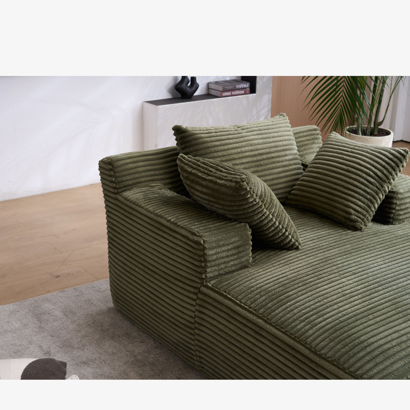 Chaise longue surdimensionnée, Velours côtelé vert