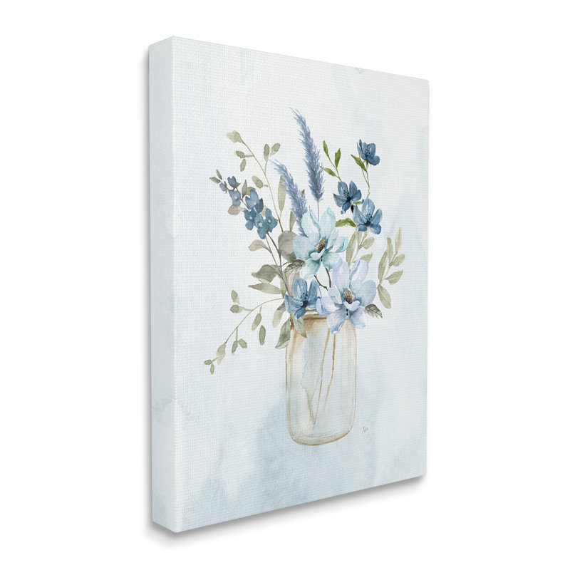 Bouquet floral bleu par Nan, H 30 po x l 24 po x P 1,5 po