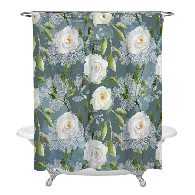 Rideau de douche simple à motif floral Hubertus, H 93 po x l 70 po
