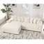 Canapé modulaire en L en forme de L, méridienne gauche, 8 coussins, beige, facile à assembler pour un confort confortable surdimensionné, méridienne en velours côtelé, assemblage simple-137056732-137056546