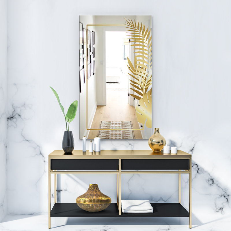 Miroir d'appoint Minimal Modern Glam, H 39,4 po x l 29,5 po, Or