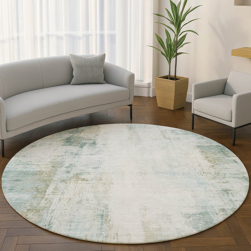 Premium Machine Washable Mayfield  modern Rug, 8' Round, Sage