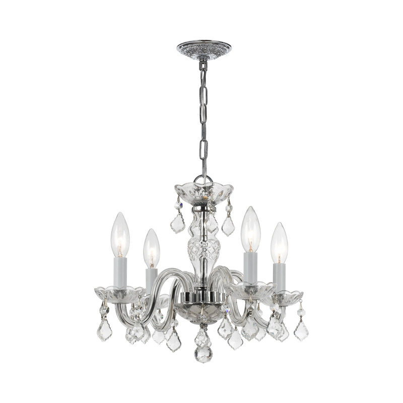 Eivind 4 - Light Dimmable Classic / Traditional Chandelier, Polished Chrome, Majestic Wood Polish