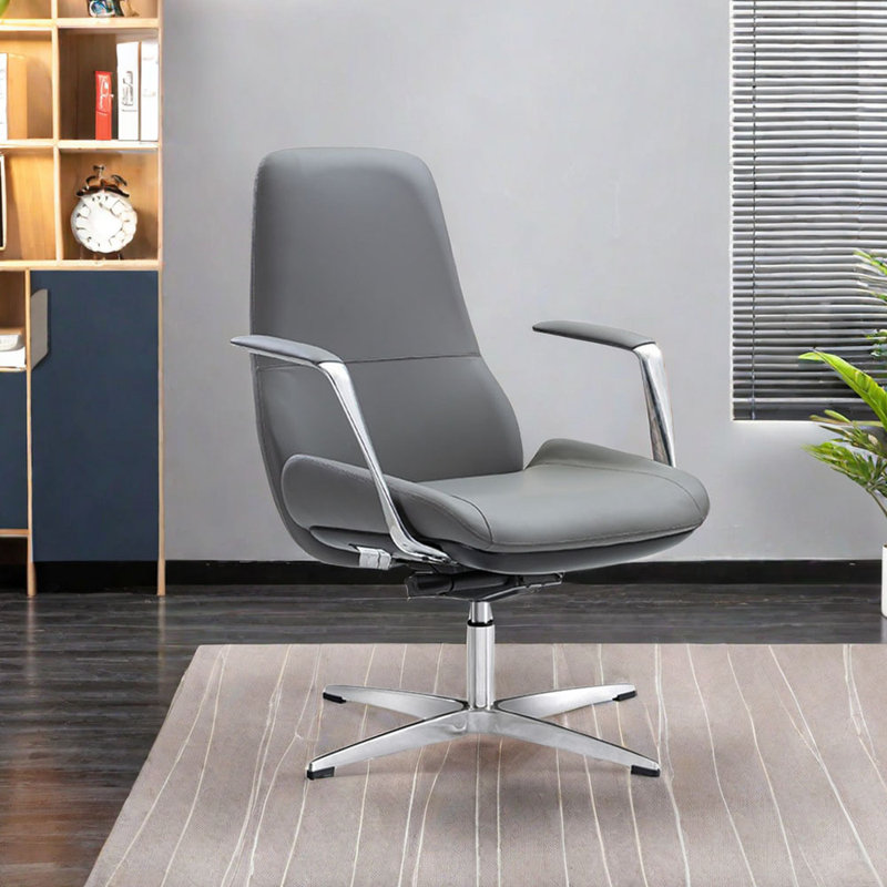 Ergonomic Office Chair With Faux Leather Task Chair, Gray