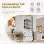 Grand garde-manger moderne blanc Topmat avec plateau en faux marbre et 5 tiroirs de rangement - conception compacte