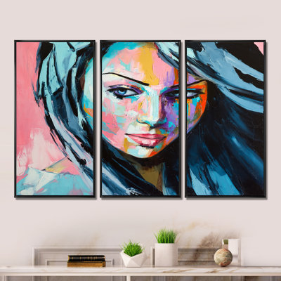 «Woman Portrait Trust Me», ensemble de 3 reproductions sur toile