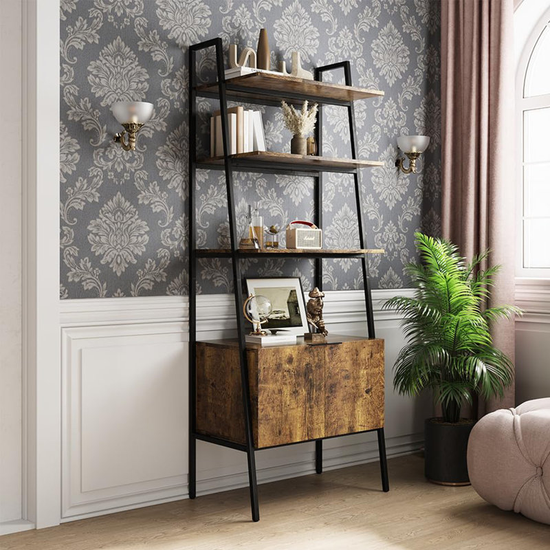 Awalt 183.5cm H x 71cm W Industrial Style Wooden Bookcase