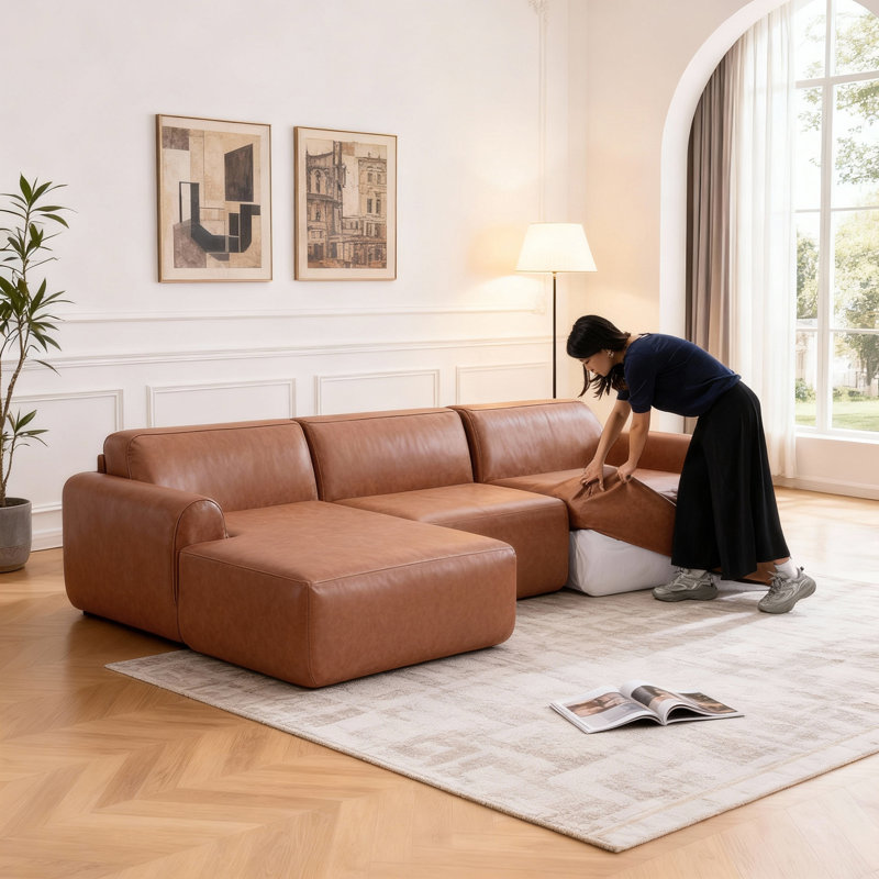 Canapé modulaire réglable en cuir synthétique respirant, design moderne pour le salon