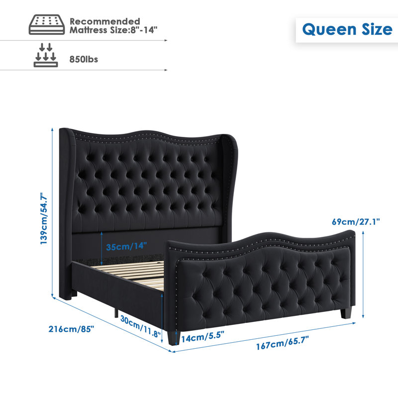 Metter Upholstered Wingback Bed