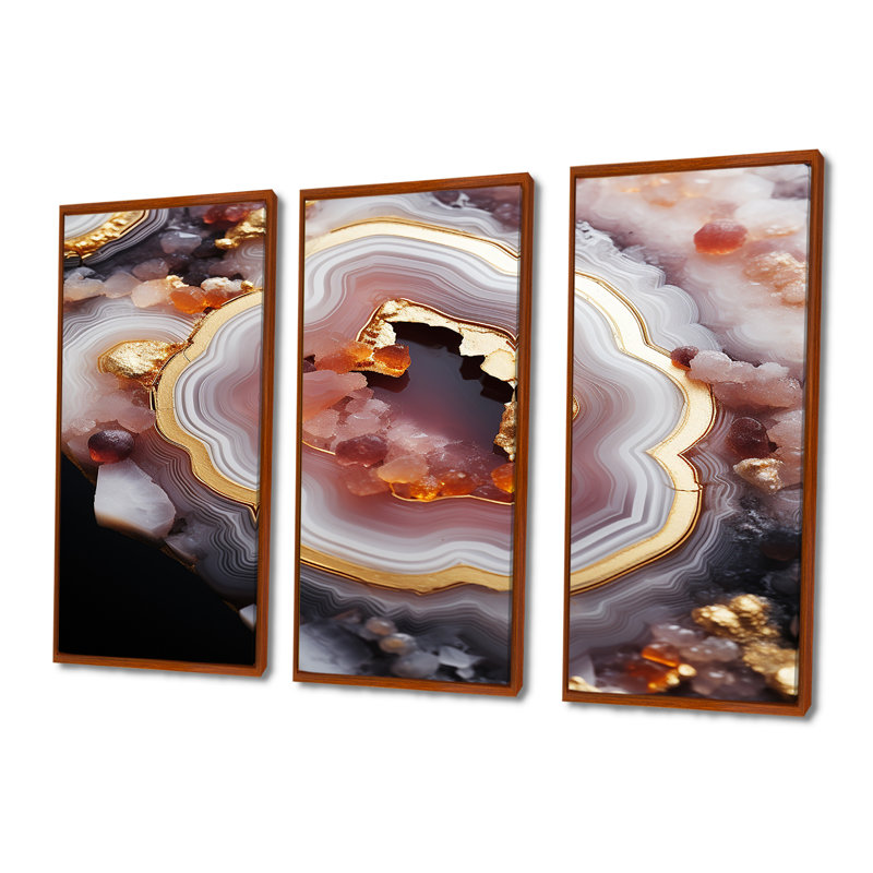 Naglee - ensemble d'art mural en marbre, Cadre flottant brun, H 40 po x l 60 po x P 1 po