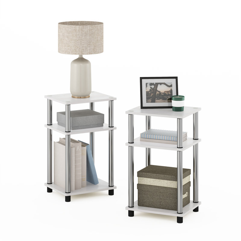 Side Table Set, White Oak/Chrome
