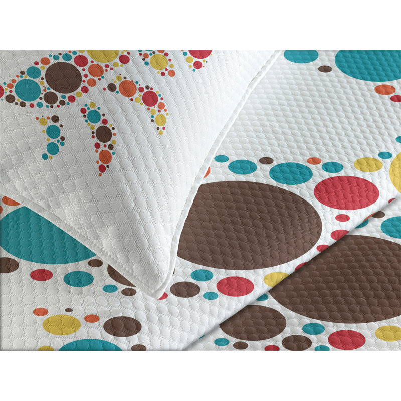 Ambesonne Crabs Bedspread Set Colorful Dotted Shape Multicolor, King Bedspread + 2 Standard Shams