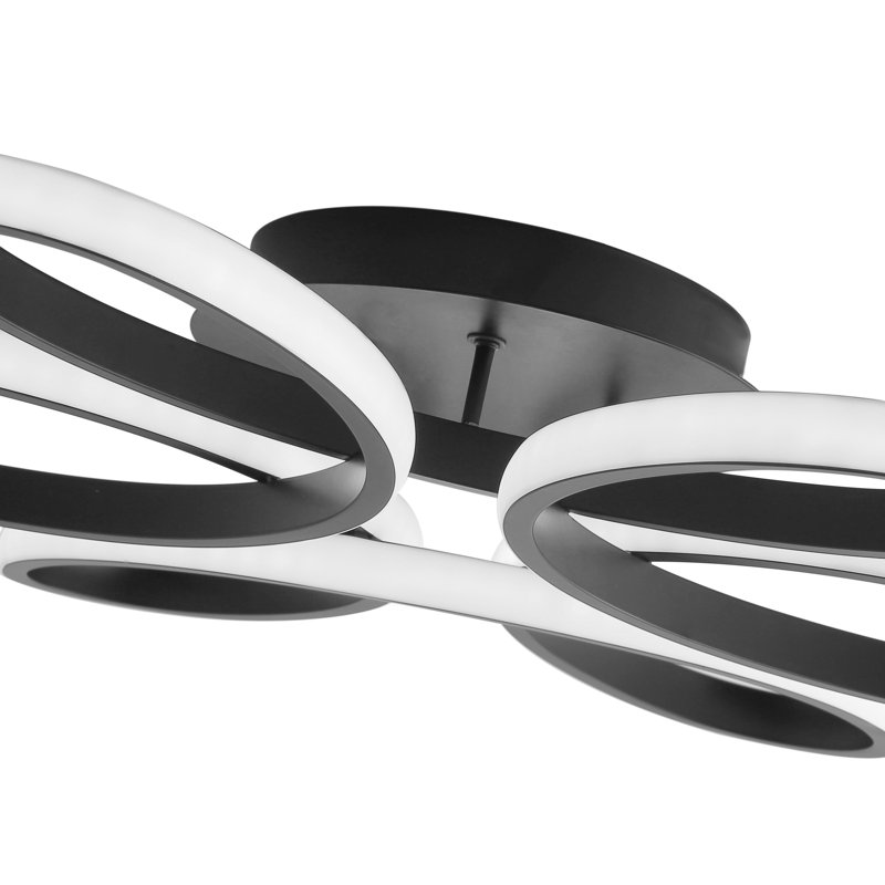 Plafonnier encastré à DEL 1 lumière 6000K 22,8 po Aliana, Noir, noir, noir, noir
