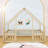 Wood House-Shaped Floor Bed With Guardrails-528129499-528129508