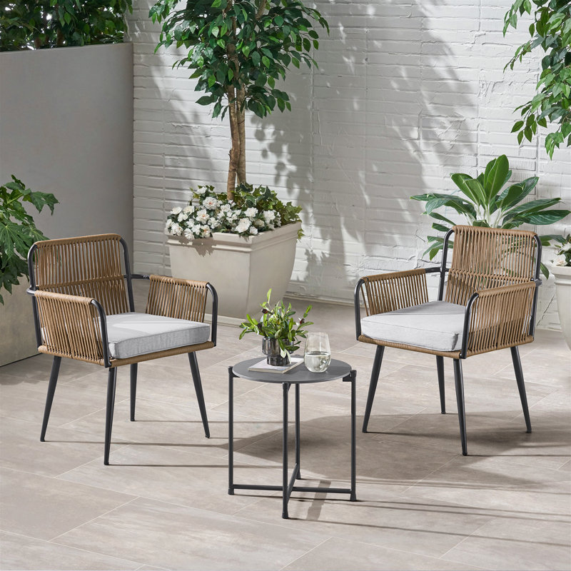 Alburgh All-Weather Outdoor Conversation Set with Two Rope Chairs and 18" H Cocktail Table