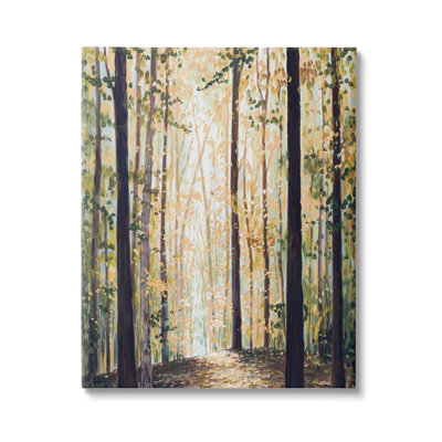 Jaune, feuille verte, sentier de randonnée, pointillisme minimaliste, peinture sur toile grise rustique encadrée, art texturé par Bruce Nawrocke