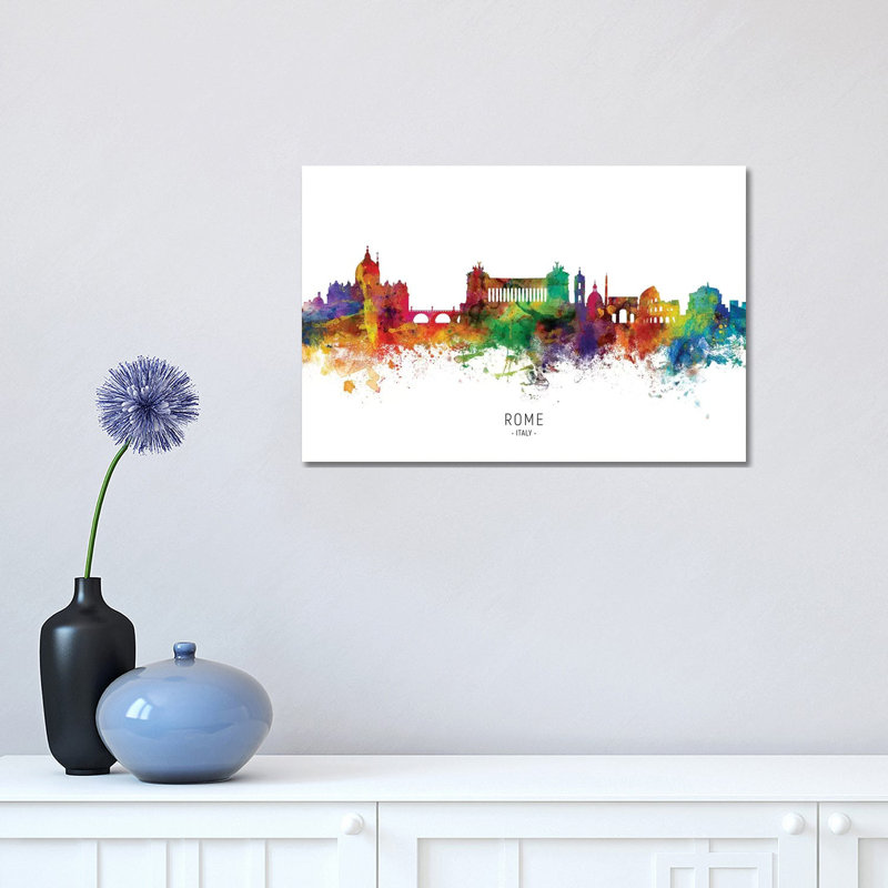 Rome Italy Skyline by Michael Tompsett - 1 Piece Wrapped Canvas Wall Art, 30.48cm H x 45.72cm W x 1.91cm D