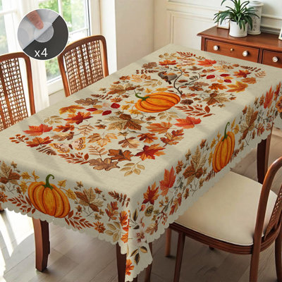 Autumn-Winter Tablecloth 140x180cm Rectangular Seasonal Holiday Patterns Pumpkin Motifs Party Picnic Dinner Table Cover