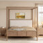 Lit plateforme à baldaquin en bois avec tête de lit tapissier, sans sommier tapissier, design élégant et robuste-129219942-129219941