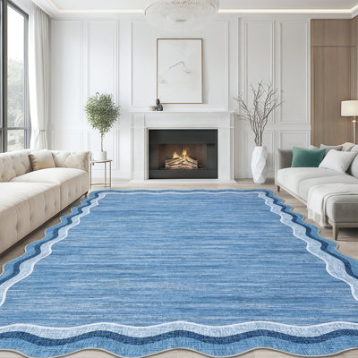 Tapis moderne à motif festonné et lavable 5 x 7