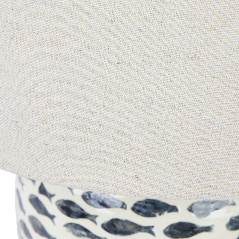 Benino Coastal Capiz and Rayon from Bamboo Table Lamp with Fish Design