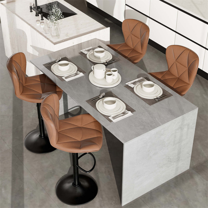 Ensemble de 2 tabourets de bar pivotants rembourrés en similicuir Modern