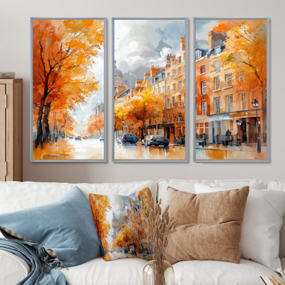 Irlande, paysage urbain de Dublin en automne - ensemble de salon d'art mural Irlande