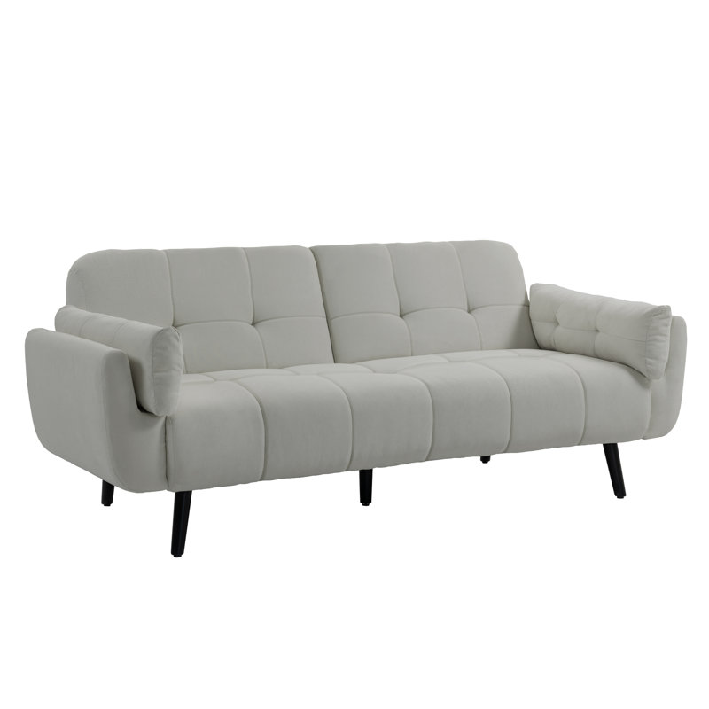 Canapé-lit convertible à accoudoirs évasés de 74,9 po Raducu, Polyester gris