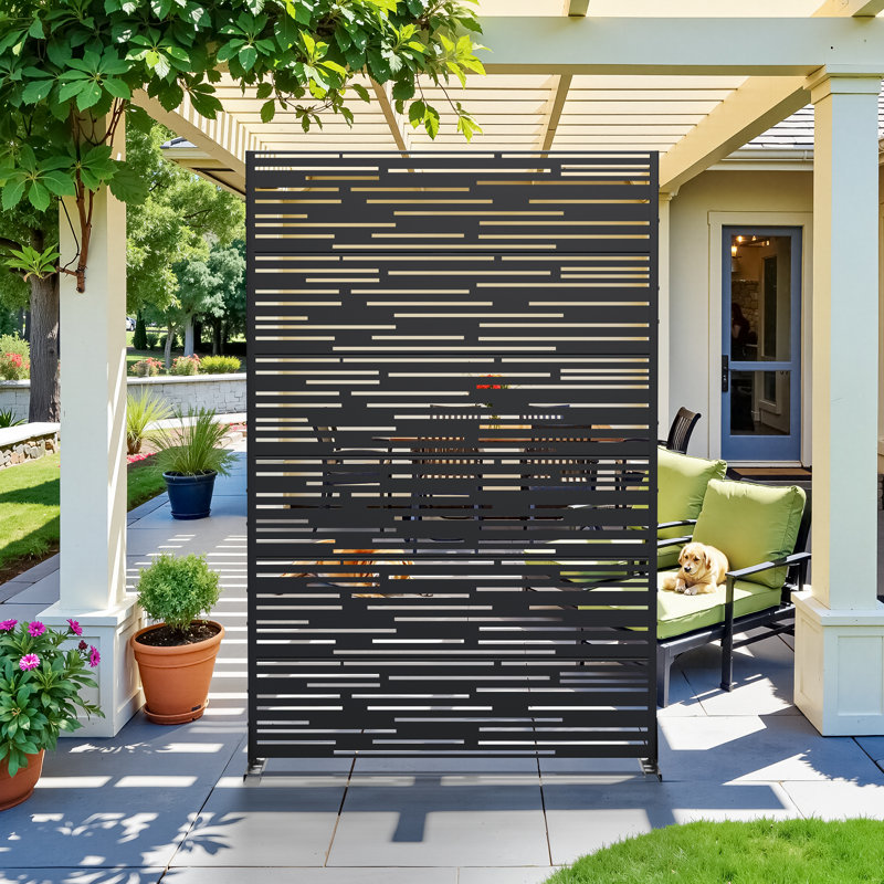 183cm H Freestanding Metal Room Divider Decorative Privacy Screen Garden Lattice Panel Trellis for Patio, Balcony, Backyard, Pool, Indoor Room