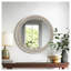 Miroir mural vintage rétro avec cadre blanc vieilli et bordure perlée - 23,62 po de diamètre
