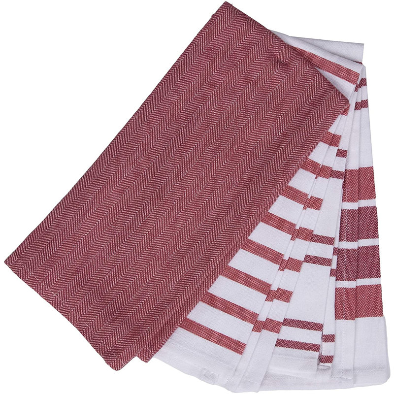 Cotton Stripe Kitchen Towel Linen Set, Rust