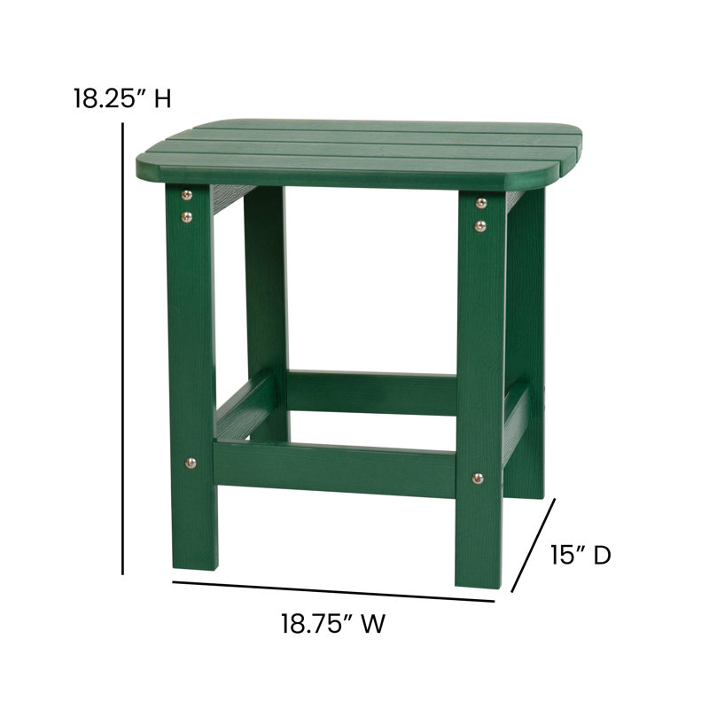Ensemble de table d'appoint et 2 chaises de style Adirondack intérieur / extérieur Balasi, Vert