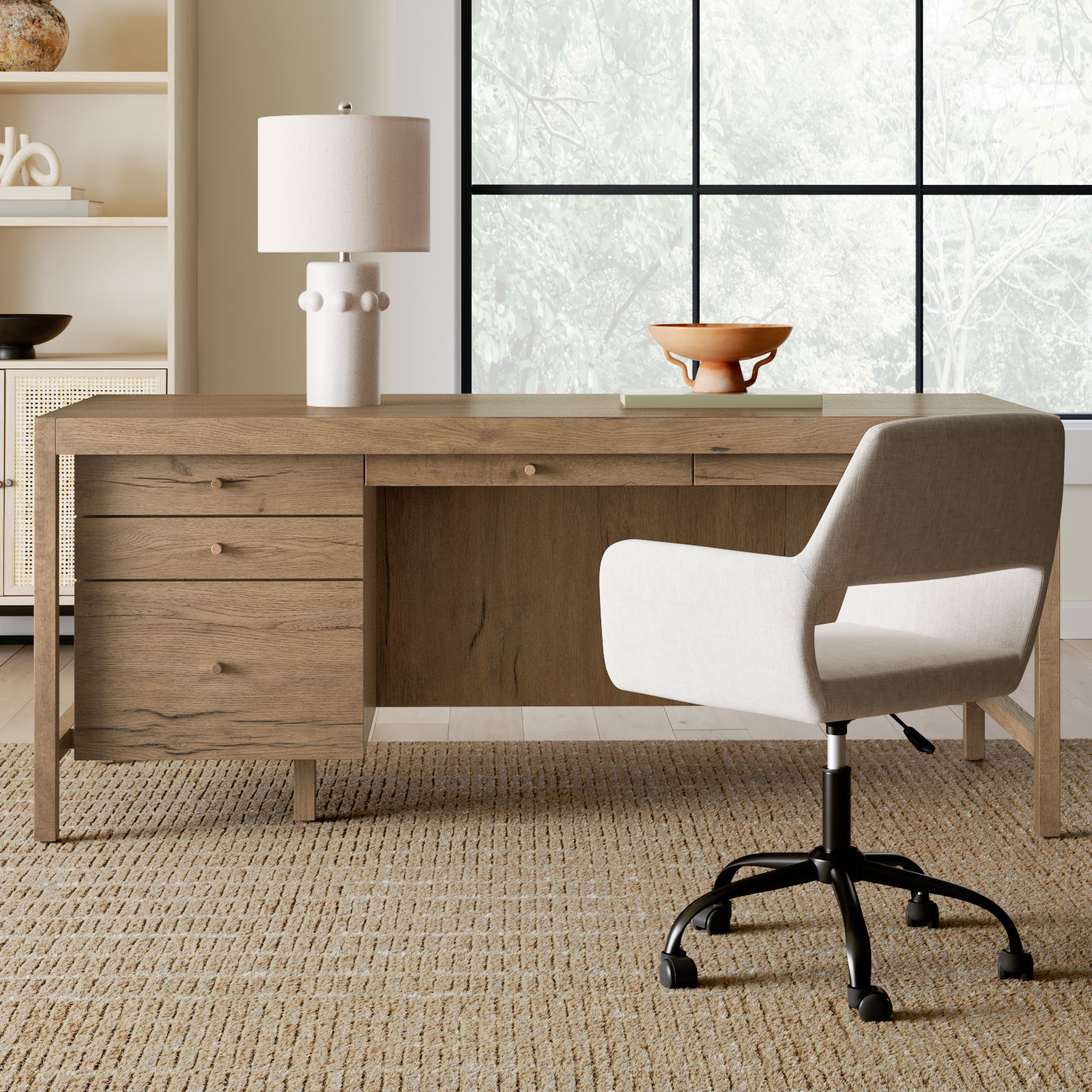 Hank 72.5 " Oak Executive Desk, Brown