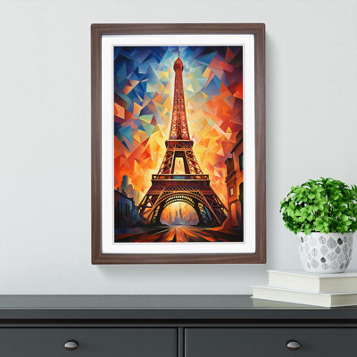Eiffel Tower Cubism - Single Picture Frame Print on Wood