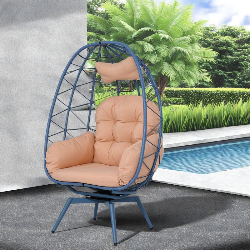 Chaises longues pivotantes pour patio, style œuf en rotin d'acier pour la maison