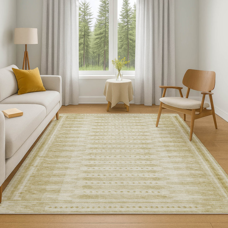 Premium Machine Washable Mayfield Border Rug, Rectangle 3' x 5'