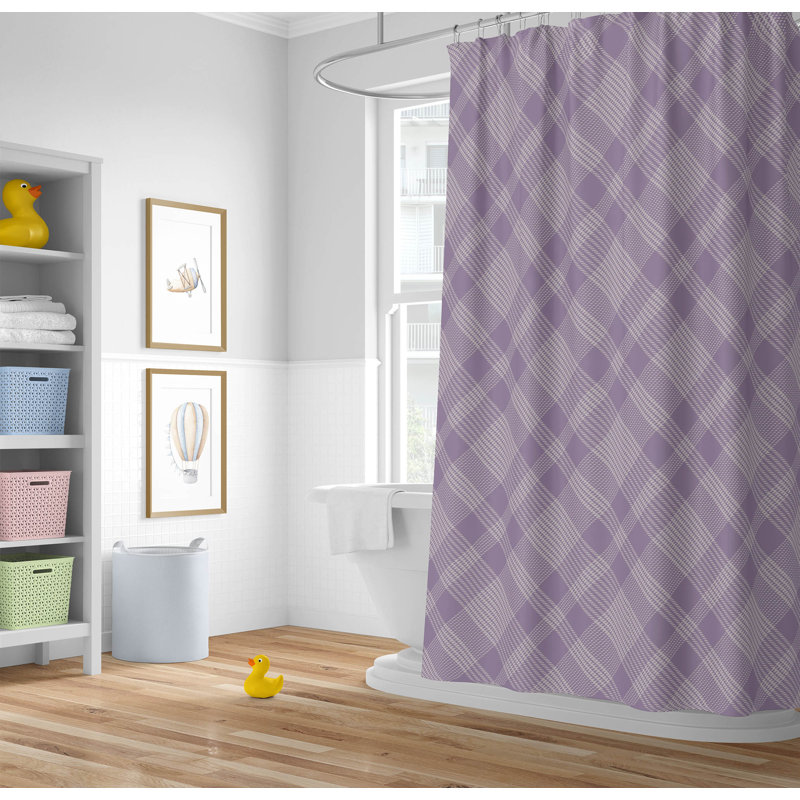 Lily Tartan Ultra-Thin Lightweight Shower Curtain, Purple