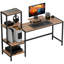 Bureau d'ordinateur 67 "avec support pour écran, bureau à domicile réversible à 4 niveaux avec tablette pour imprimante ou support pour unité centrale, bureau d'écriture industriel brun