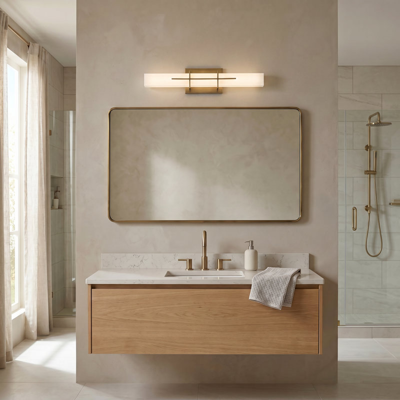 Dimmable LED Bath Bar, Aged Brass