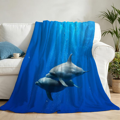 Blue Ultra Soft Flannel Fleece Throw Blanket,Red Sea  Single-Sided Print