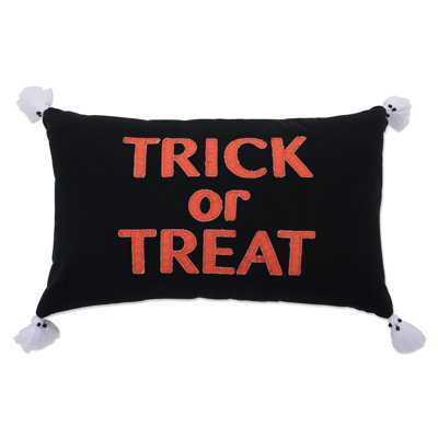 Trick Or Treet Cotton Reversible Throw Pillow