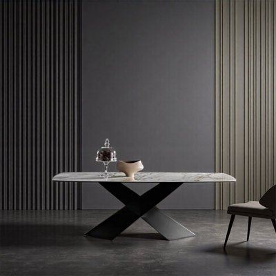 Modern minimalist rectangular marble dining table